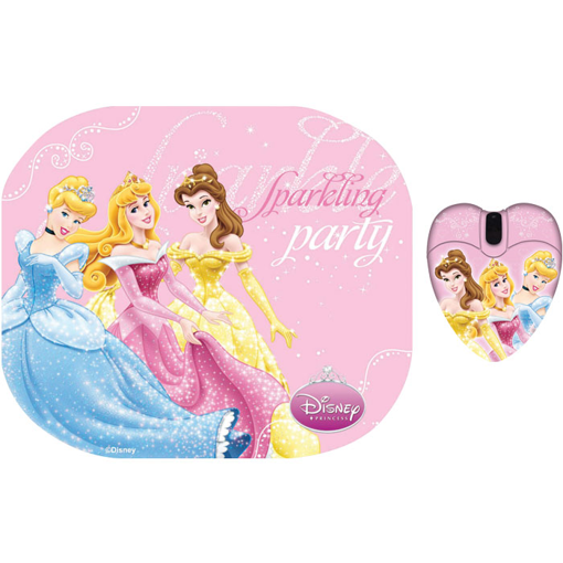 ΣΕΤ MINI ΟΠΤΙΚΟ ΠΟΝΤΙΚΙ ΚΑΙ MOUSEPAD ΜΕ ΜΟΤΙΒΟ PRINCESS , 1.000 DPI , DSY TP2003