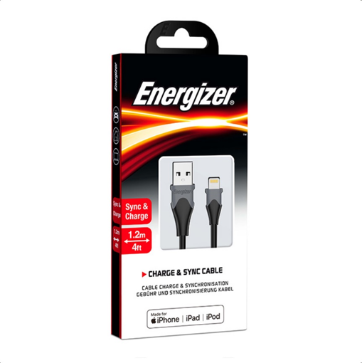 ΚΑΛΩΔΙΟ USB 2.0 A ΣΕ LIGHTNING 1.2m ΜΑΥΡΟ/ΓΚΡΙ ENERGIZER C61LIGBK4