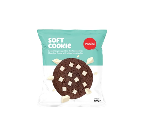 PANINI SOFT COOKIE ΣΟΚΟΛΑΤΑΣ ΜΕ ΚΟΜΜΑΤΑΚΙΑ ΛΕΥΚΗΣ ΣΟΚ. 100g