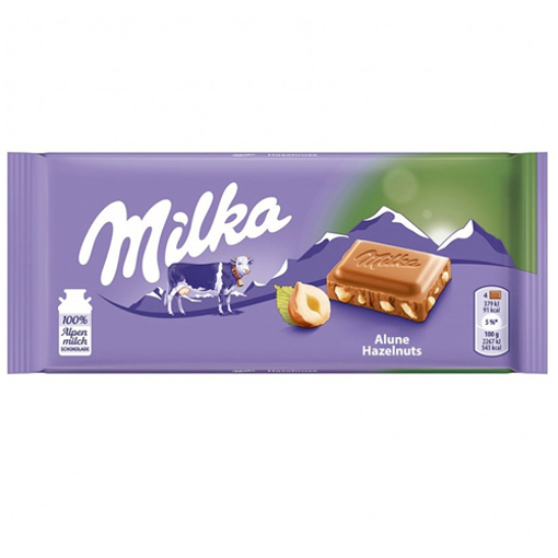 MILKA ΣΟΚΟΛΑΤΑ 100g - (ALUNE HAZELNUTS)